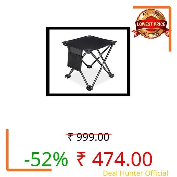 PRECHANA Metal Folding Chair Stool for Camping Travelling with Portable Bag, Foldable Camping Stool for Fishing Hiking Gardening and Beach (4 Leg)