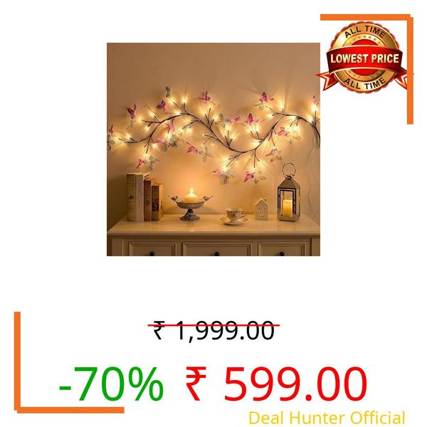 BELISTAR 72 LED Butterfly Willow Vine Lights,36 Lifelike Butterflies Enchanted Tree Branch Lights for Wall Decor,8 Modes USB Powered Fairy Lights for Bedroom,Living Room, Wedding