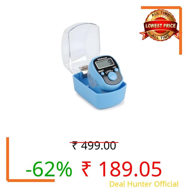 Digital Finger Ring Tally Counter, LCD Display with LED, Reset & Count Button (Pack of 1-Multicolour) (Sky Blue)