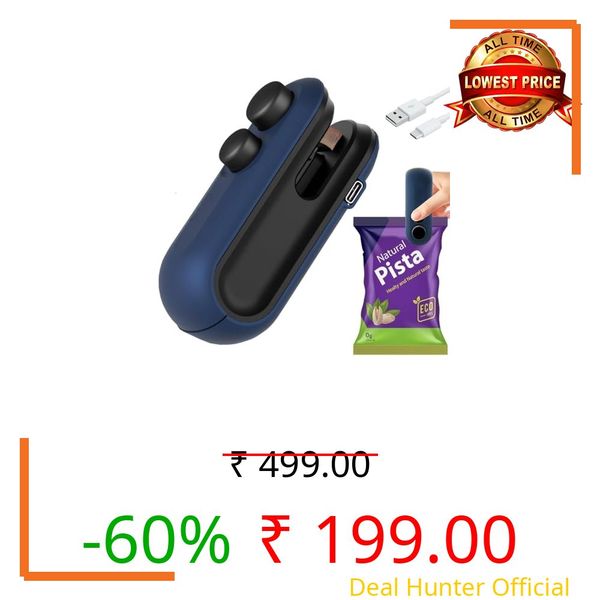 DiCUNO Portable Mini Sealing Machine for Food Packets, USB Rechargeable Bag Sealer Machine, Heat Seal Plastic Bag Sealer, Handheld Packet Sealer for Kitchen Storage Packing (Multi)