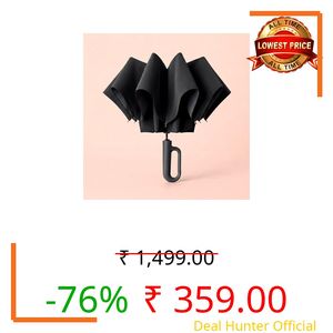 Roughhouse UV Protection Travel Umbrella for Sun & Rain | Auto Open Close | Windproof Compact Folding Umbrella with FlexLoop™ Handle | Lightweight for Men, Women & Kids