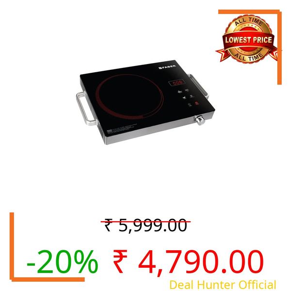 Faber 2200W Infrared Cooktop Stove| High Gloss Glass Finish| Digital Display| 4 Preset Cooking Modes| Touch Control| SS Finish | Infrared Hot Plate| FIP EMBER PLUSS 22 INFRARED SS
