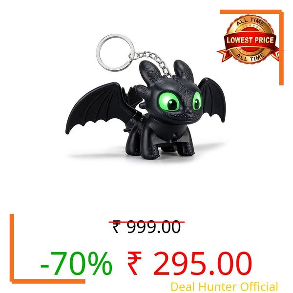 Dragon Keychain Toy with LED Light & Moving Wings, Night Fury Glowing Dragon Keychain | Mini Fantasy Figure Creature Charm for Car Dashboard, Bike Keys, Backpack Bag Accessory & Kids Gift