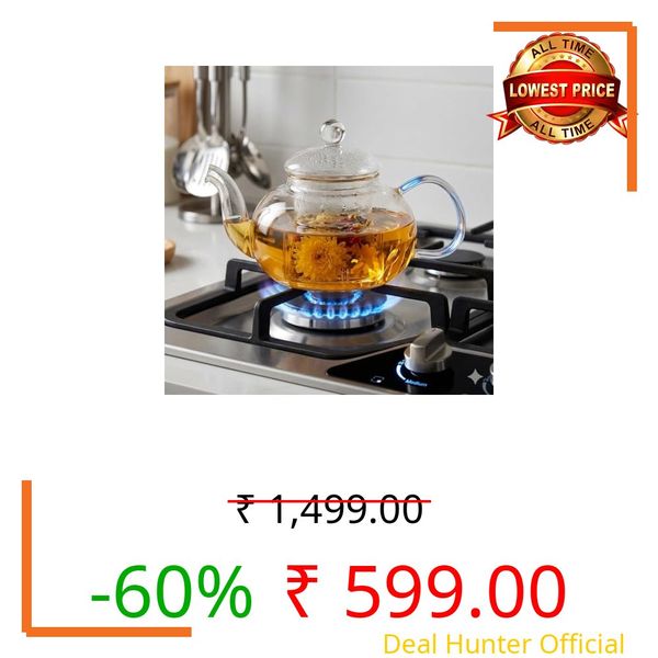 ANKUL 800ml Glass Teapot with Infuser, Borosilicate Glass Tea Kettle for Loose Leaf Tea, Transparent Teapot with Glass Removable Infuser,Microwavable and Stovetop Safe (Ankul - 13)