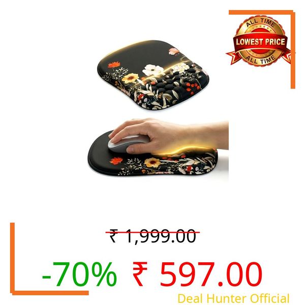 TECPHILE Mouse Pad Wrist Support with Massage Design, Ergonomic Floral Mouse Mat, Pain Relief Memory Foam, Anti-Slip PU Base, Cushion Mousepad Wrist Rest for Gaming, Home, Office, Computer (Flower)