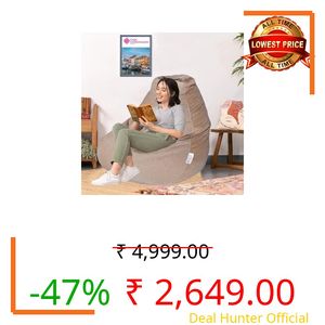 Casa Copenhagen Premium Designer Fabric Bean Bag Chair, Filled with Beans | Capacity: Upto 7 Ft Height, 200 KG Weight | 5XL | Cream