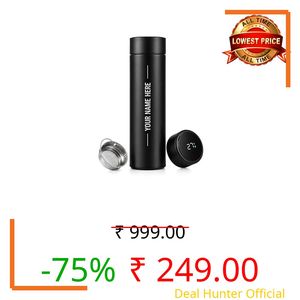DC ENTERPRISES Custom Name Stainless Steel Water Bottle with Smart LED Temperature Display | 500ml | Custom Name Gift Bottle for Diwali, Birthday & Corporate Gifting