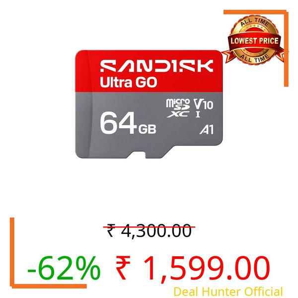 SANDISK 64GB Ultra Go microSD Card UHS-I, Up to 140MB/s, Full HD Video, Memory Card for Android Smartphones, Tablets, 10-Year Warranty