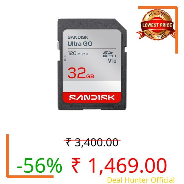 SANDISK 32GB Ultra Go SD Card UHS-I, Up to 120MB/s Read Speed, Full HD Video Recording, Memory Card for DSLR and Mirrorless Camera, 10-Year Warranty