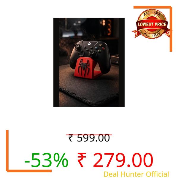 Axiora Studio Gaming Controller Stand – Universal Display Holder for PS5, Xbox & Switch Controllers | Spider-Themed Design | Anti-Slip Base | Desk Organizer for Gamers (RED-Black)