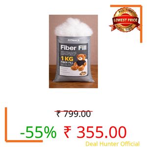 FITNACE 1KG Fiber Fill for Cushions, Pillows & Soft Toys | Premium Polyester Stuffing | Soft & Fluffy Filling