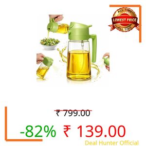 NaturalCozy Oil Sprayer & Dispenser Bottle 2-in-1 Premium Oil Bottle with Spray Nozzle for Healthy Cooking, Air Fryer, BBQ, Salad, Roasting 500ml Ecom Vinayak (Hard Plastic) (Pack 1)