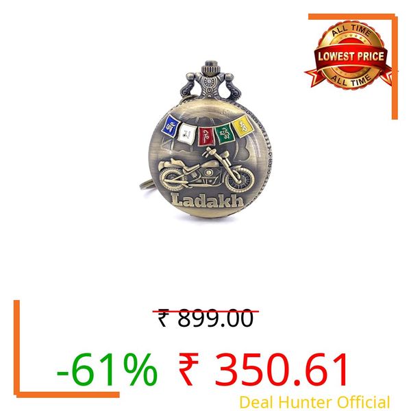 SKYWISH Vintage Pocket Watch Antique Keychain Watch for Men Travel Gift Biker Gift Unique Collectible Timepiece (Ladakh Theme Watch)