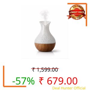 Wood Grain Aroma Diffuser with LED Light Ring and USB Cable (Silver Crystal)