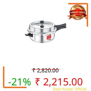 Prestige Popular Plus Svachh Aluminium 4 L Junior Deep Pan Pressure Cooker|Controls Spillage|Metallic Safety Plug|Gas And Induction Compatible|Silver| 5 Years Warranty