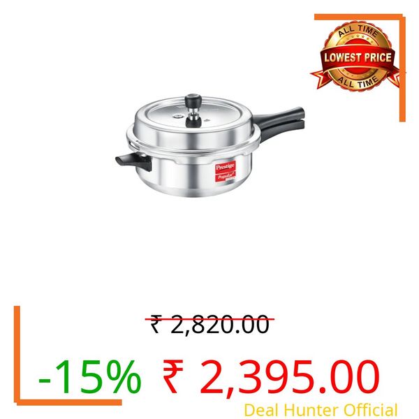 Prestige Popular Plus Svachh Aluminium 4 L Junior Deep Pan Pressure Cooker|Controls Spillage|Metallic Safety Plug|Gas And Induction Compatible|Silver| 5 Years Warranty