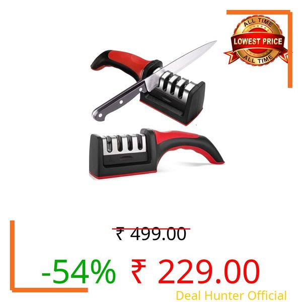 RazorSharp 4-Stage Manual Knife Sharpener Tool | Diamond Steel Kitchen Knife Sharpener for Home | Fast Edge Repair & Precision Sharpening Machine | Safe & Easy Smart Kitchen Gadget