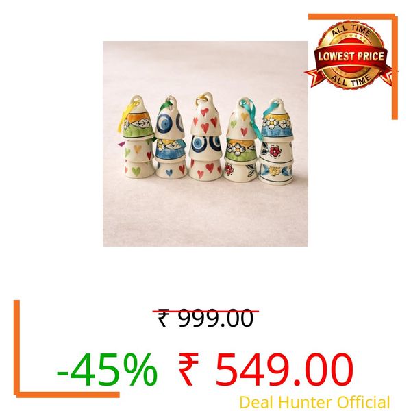 IR Ceramics hanging bells for home decoration | hanging bells for festival and party | Home decor bells for door, window, garden | Wind chimes | ceramic bells for hanging, wind chimes (12, MULTICOLOR)
