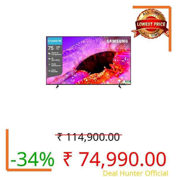 Samsung 75 inch (189cm) Crystal UHD 4K Vision AI 2026 Smart TV | 4K Upscaling | HDR10+ | Voice Assistance Remote | 150+ Channels | 7 Years OS Upgrade | UA75UE85AHULXL