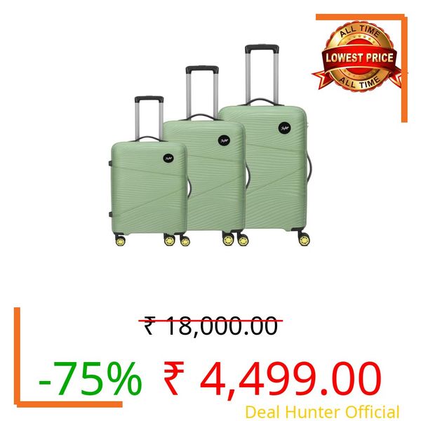 Skybags Swirl Set of 3 Trolley Bag 56, 65 & 75cm | Small+Medium+Large | Hard Luggage | 8 Wheels Suitcase | Combination Lock with Anti-Theft Zipper | Polypropylene | 3 Years Warranty - Unisex (Green)