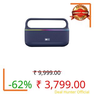 iBall Dhun 180 Portable Bluetooth Speaker, 50W RMS, 5Hrs Playback, Dual Drivers, Dual EQ, Metal Handle, Powerful BASS, TWS Support, RGB Lights, Fabric Finish, Type-C, Call Function (Blue)