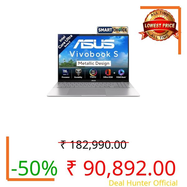 ASUS Vivobook S16 OLED,Smartchoice,Intel Core Ultra 7 255H,16GB RAM,512GB SSD,16", Win11, Office 2024, M365 Basic(1Y), Cool Silver, 1.7Kg, S3607CA-SH077WS, Intel Arc iGPU,Metallic Design Laptop, AI PC