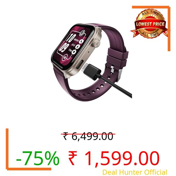 boAt Storm Call 4 India's first Smartwatch with Type-C Charging,1.96”(4.97 cm) HD Display, Functional Crown, BT Calling, Sports Modes, Heart Rate, SpO2, Sleep & Stress Tracking, SOS, IP68(Velvet Wine)
