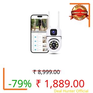 Guard Well 4+4MP WiFi Smart PTZ CCTV Camera for Home Outdoor |1080p HD | Color Night Vision | Motion Detection | Two Way Audio | Wireless Security Camera with Mobile App V380 Pro (Dual Lens Mini Dome)