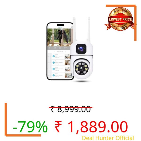 Guard Well 4+4MP WiFi Smart PTZ CCTV Camera for Home Outdoor |1080p HD | Color Night Vision | Motion Detection | Two Way Audio | Wireless Security Camera with Mobile App V380 Pro (Dual Lens Mini Dome)