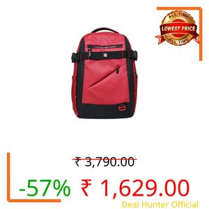 SWISS MILITARY 30L Unisex Laptop Travel Backpack for 15.6-Inch Laptops – with Luggage Strap, Detachable Key Ring, Anti-Theft Pocket, Expandable Bottle Pocket for Office and College Use-Red