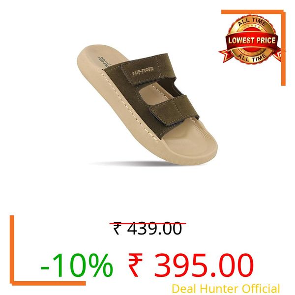 WALKAROO Men’s Soft EVA Sandals|Velcro Adjustable Strap, Cushioned Footbed, Lightweight Slip-On Open Toe Design, Anti-Skid Sole| Daily Wear,Casual Wear Slip-On Sandals for Men's|WE8821-KhakiOlive