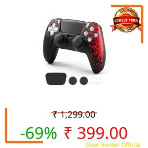 Sounce PS5 Controller Silicone Cover Case | Anti-Slip Protective Skin for PlayStation DualSense | Scratch Resistant & Shock Proof | PS5 Controller Accessories | Red & Black