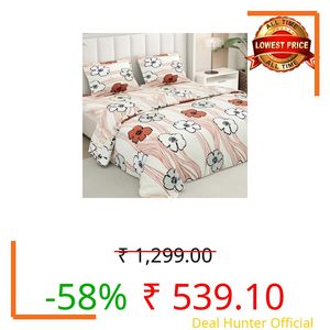 Rivermoor Cloud Cotton Bedsheet Double Bed Size | White Floral Bedsheet with 2 Pillow Covers | Queen Size Bed Sheet | 88 x 96 Inches
