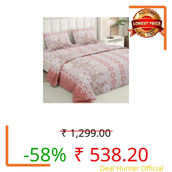 Rivermoor Cloud Cotton Bedsheet for Double Bed | Queen Size Bed Sheet | Lightweight Soft Breathable Cotton Bedsheet with 2 Pillow Covers | Dusty Pink | 88 x 96 Inches
