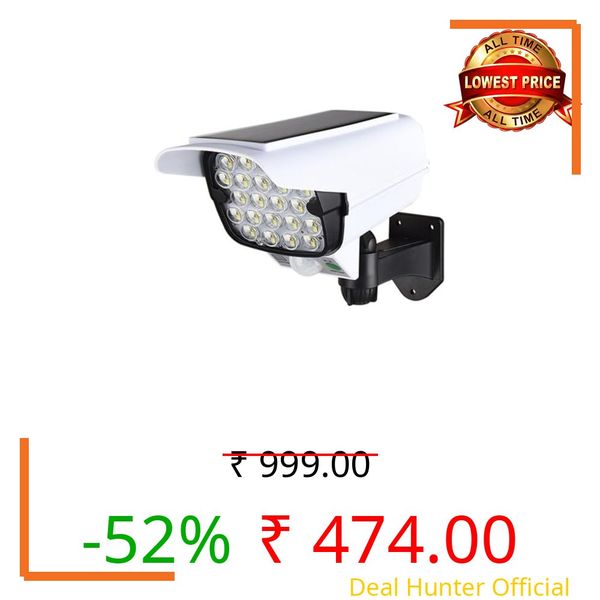 kh LED Solar Motion Sensor Outdoor Lights with Fake Camera, 66 LED Solar Security Flood Light with Remote Control, Waterproof Wireless Wall Light, 3 Modes for Home, Garage, Shop & Office