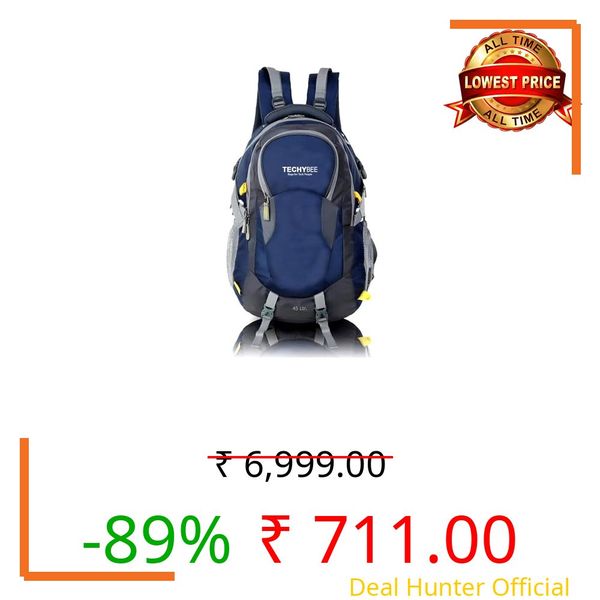 TECHYBEE 45L Travel Hiking Laptop Backpack with Rain Cover, Fits 17.3 Inch Laptops, Large Waterproof Rucksack for Men & Women, Trekking Bag with Chest Strap (Blue, Hiking)