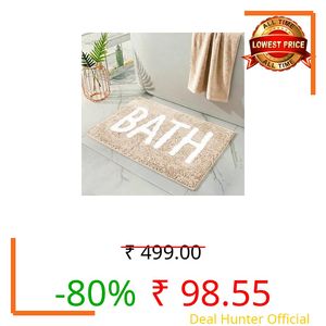 DECOVIA Bathmat 1200 GSM Microfiber Machine Washable and Quick Dry Bathroom Mats for Bathroom/Kitchen/Livin Room/Home/Office/Entrance (38cm x 58cm, Pack of 1) Cream
