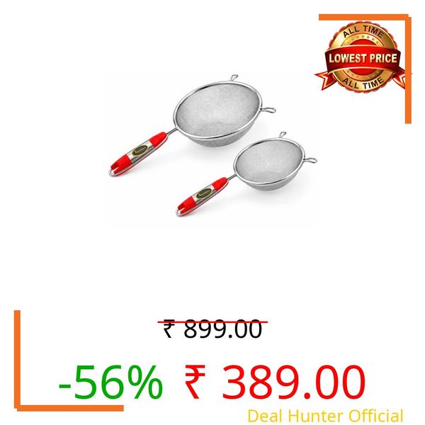 Kanshita's Rasoiware Strainer Combo Set 11cm & 16cm – Stainless Steel Juice & Soup Strainers, Fine Mesh Sieve for Smooth Filtering, Kitchen Strainer Set for Home Use