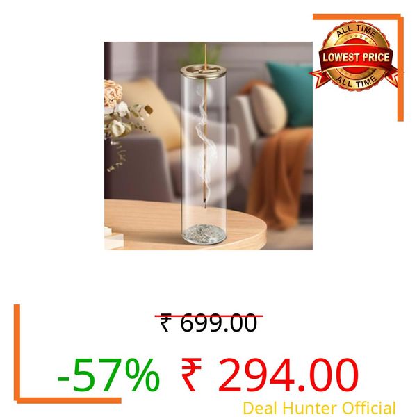 Premium Incense Holder, Upside Down Incense Burner with Ash Catcher for Sticks, Censer for Home, Yoga, and Room Décor, Smoke Waterfall Style Aromatherapy Stand (Glass Incense Holder)