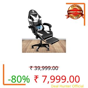 Casa Copenhagen Designed in Denmark,High-Back Italian Leather Gaming Ergonomic Chair with Advanced Mechanism & Electric Back Massager, Memory Foam Seating & Multi Function Arm-Rest - White & Black