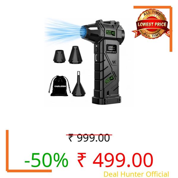 Carlizem® 2026 TurboJet Blast 150000 RPM India's Most Powerful Air Duster 8000 Mah Cordless Air Blower for Dust Cleaning, Car, PC, Home | Brushless Motor Type-C Rechargeable Mini Portable