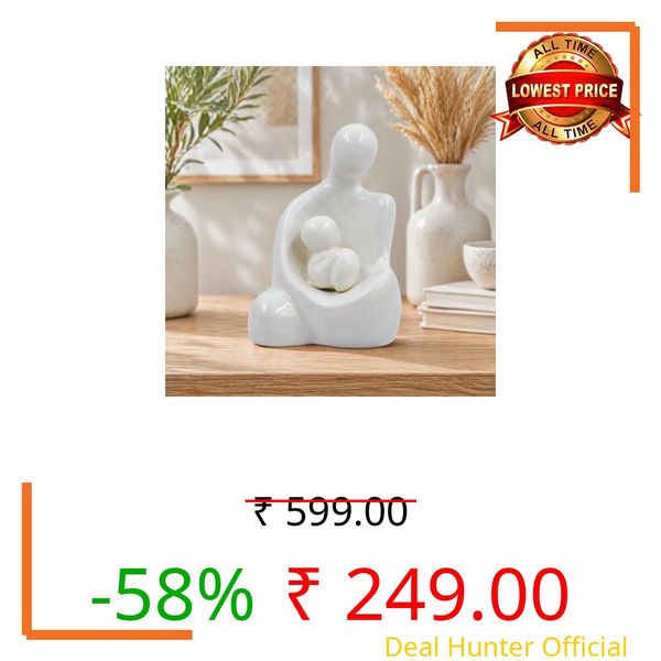 CraftVatika Mother Baby Statue Showpiece Gift, Ceramic Mother Baby Figurine, motherr Child Statue, Home Decor Items, House Warming Gifts Mother's Day, Baby Shower Gifts for Mom to be