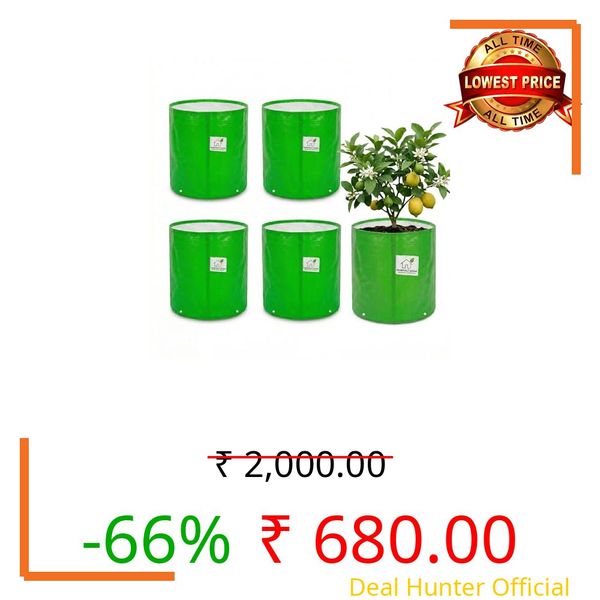 Hariyali Ghar HDPE UV Protected 260 GSM Round Green Colour Plant Grow Bags Suitable for Terrace and Vegetable Gardening Size 18x18 Inch Pack of 5