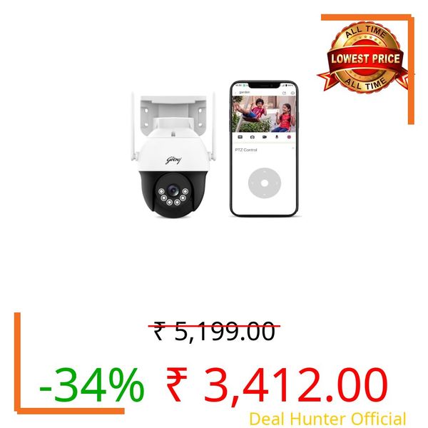 Godrej 3MP Smart 4G Mini PT CCTV Camera | EVE Pro 4G Mini PT | Night Vision | 360° View | AI Human Tracking | Motion Detection | Outdoor Camera | 2-Way Talk | 256GB SD Card Support | Alexa Support