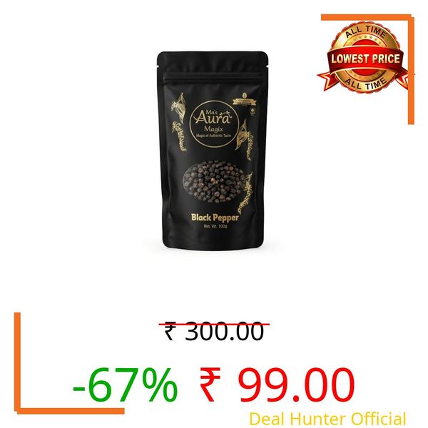 MasAuramagix Premium Black Pepper Whole (Kali Mirch) 100g | Natural Pepper Seeds | No Added Colours No Preservatives | Bold Aroma & Strong Flavor | Ideal for Cooking Seasoning Grinding & Daily Use