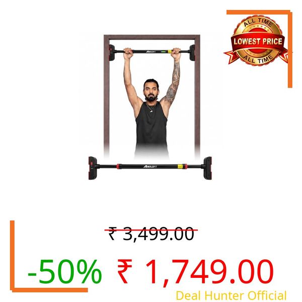 Boldfit Pull Up Bar Door for Home Workout (Upto 300Kg) - Gym Equipment for Home Workout | Adjustable Door Way Chin Up Bar for Home Workout for Kids & Adults | PullUp Bar for Men & Women | Anti-Skid Grip (72-115 CM)