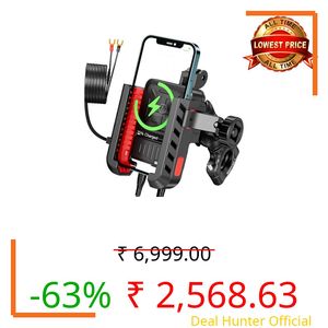 Motorcycle Phone Mount Holder with Charger & 30W TYPE C/18W USB-C Fast Charging Port,360 Degree Rotation,Phone Holder for Bikes GPS nevigation Firm Locking Anti Shake Mobile Holder 12-M WARRANTY