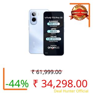 vivo T5 Pro 5G (Glacier Blue, 8GB RAM, 256GB Storage) | 50MP Camera | 6.83" FHD+ AMOLED Display | Snapdragon 7s Gen 4 | 9020mAh Battery