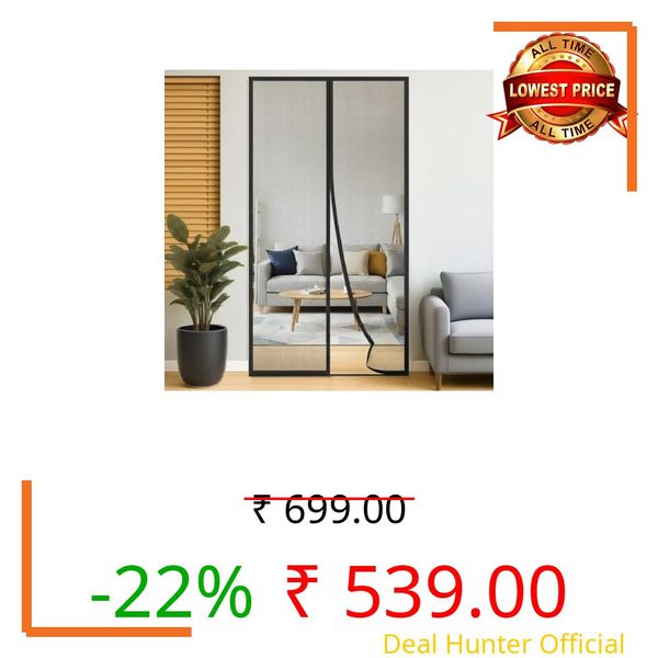 VCHOICE Polyester Magnetic Mosquito Net for All Door Types & Sizes, Auto-Closing Insect Screen/Curtain to Keep Mosquito & Flies Out Mosquito Net for Doors with Magnet (200 x 100 CM, Black)