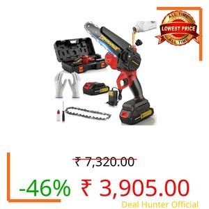 Tomahawk 8 Inch Brushless Mini Chainsaw Auto Oiling | Cordless Chainsaw with Battery | Electric Chain Saw Battery Operated | Wood Cutter Machine for Home & Tree Cutter | 20V, 2 x 1.5Ah, LED | TCS-8A
